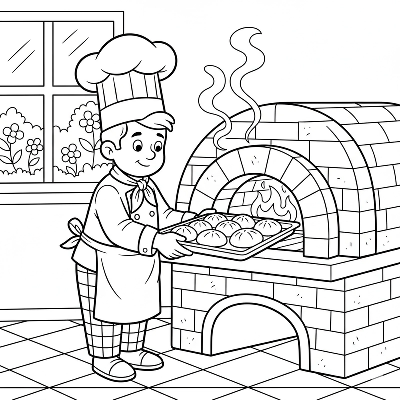 Tô màu chú đầu bếp nấu ăn