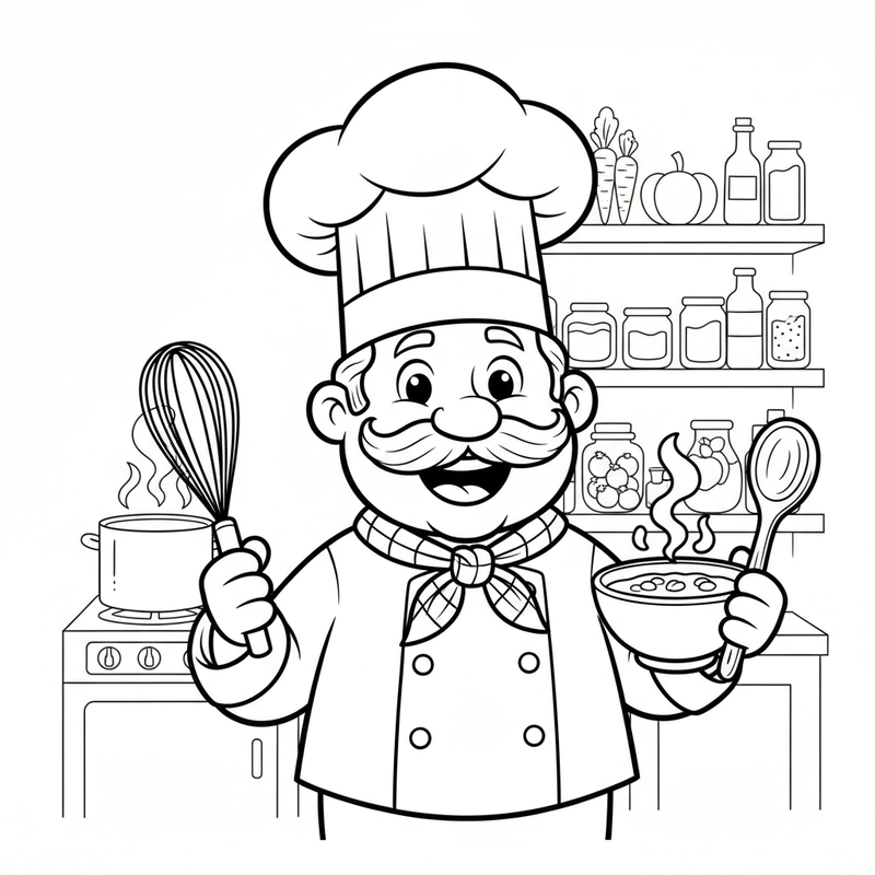 Tô màu chú đầu bếp vui tính