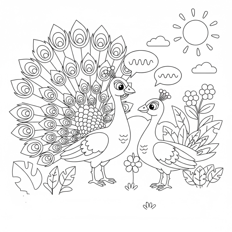 Tô màu con công giúp bé sáng tạo