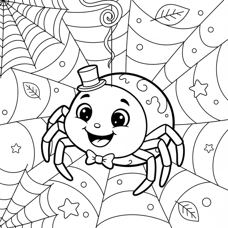 Tô màu con nhện trong mạng tơ