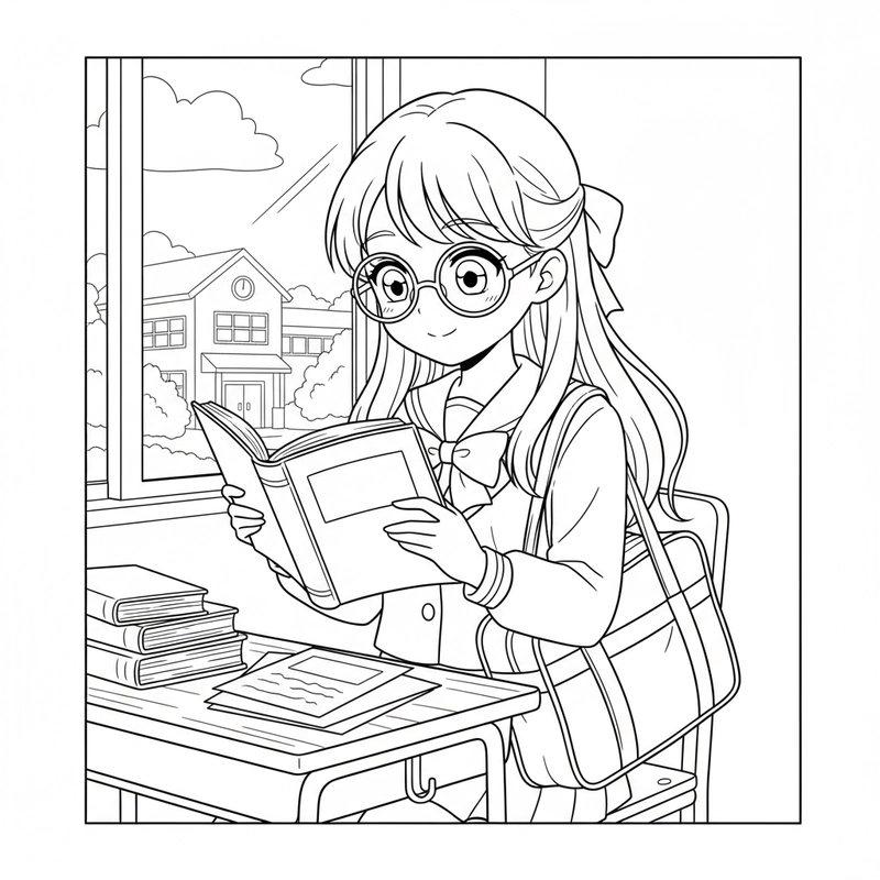 Tô màu học sinh anime dễ thương cho bé