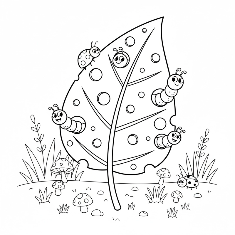 Tô màu lá cây cho trẻ nhỏ