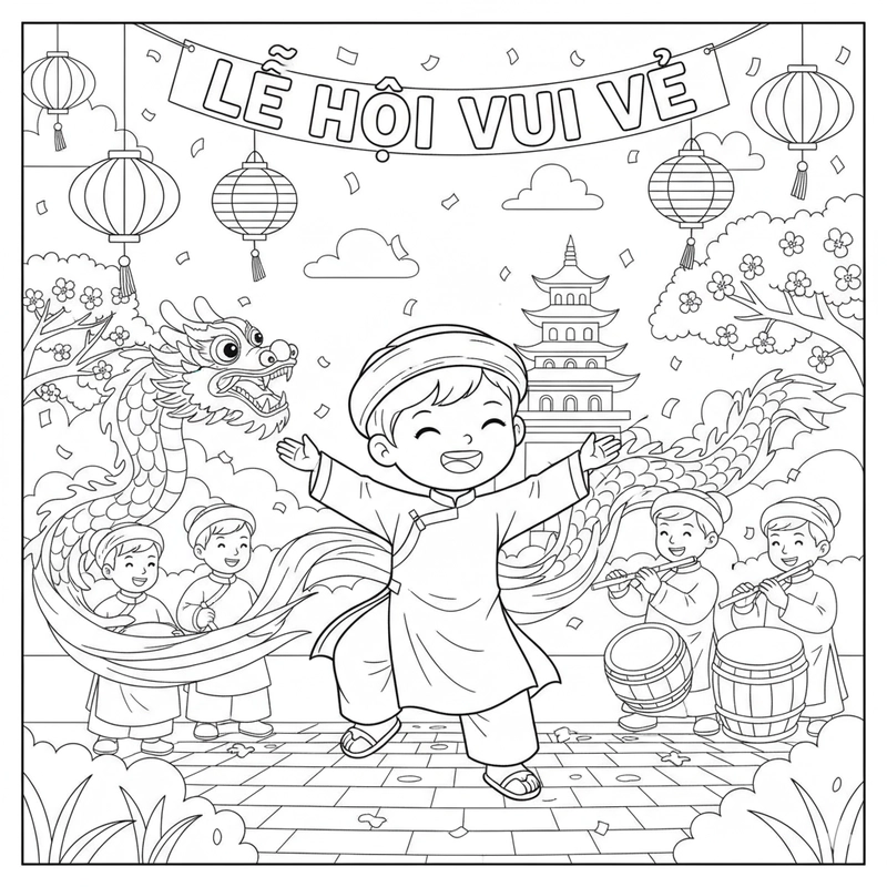 Tô màu lễ hội truyền thống Việt Nam