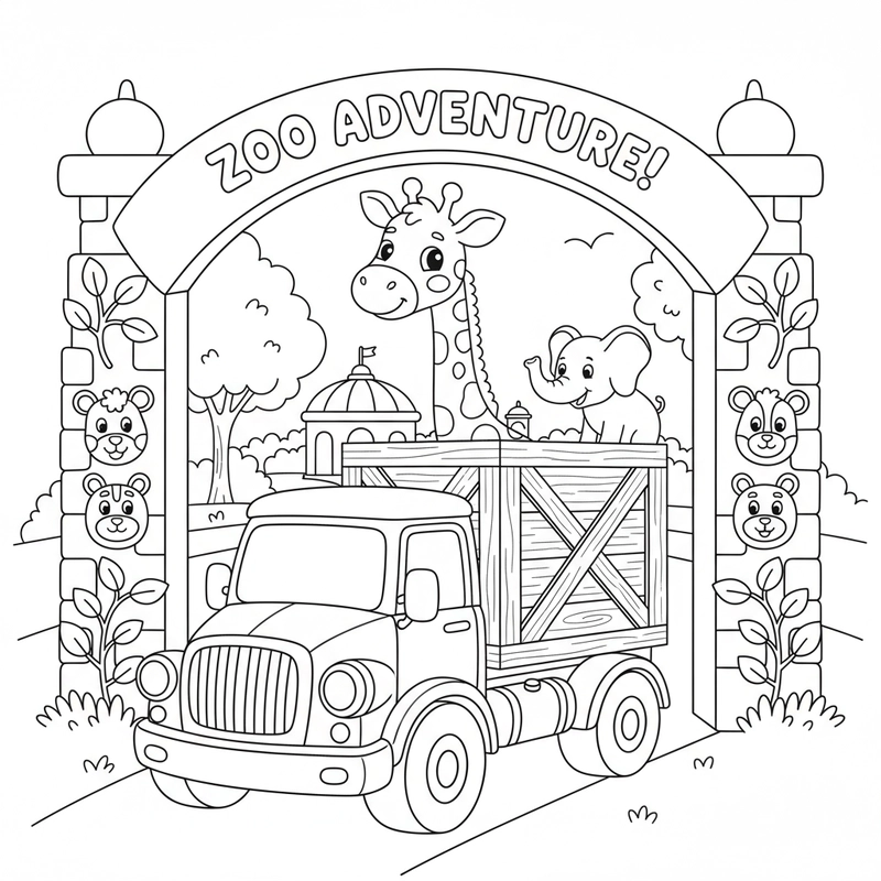 Tô màu ô tô tải dễ thương