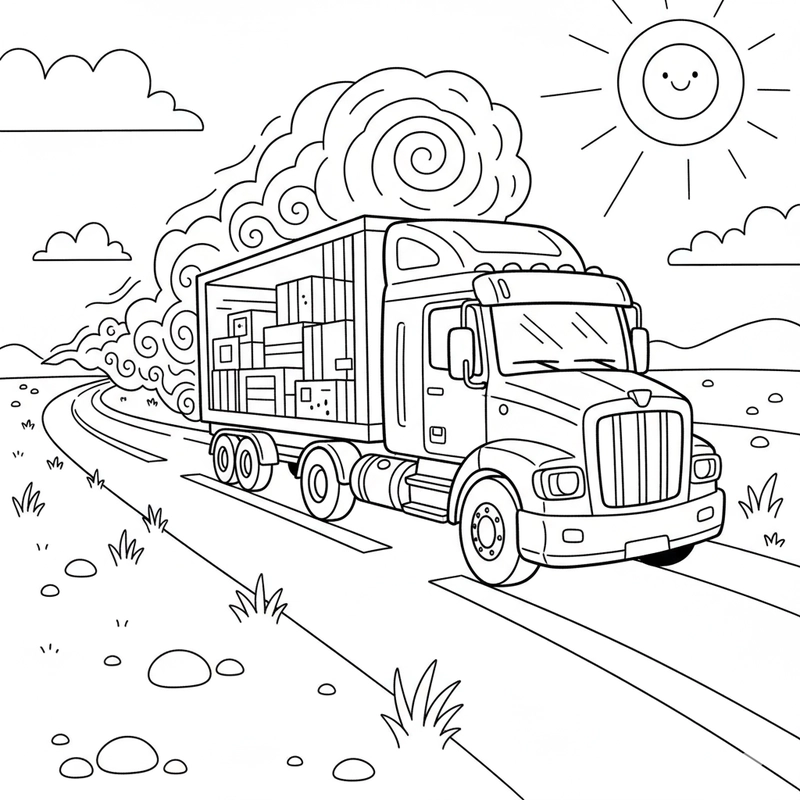 Tô màu ô tô tải đơn giản cho bé