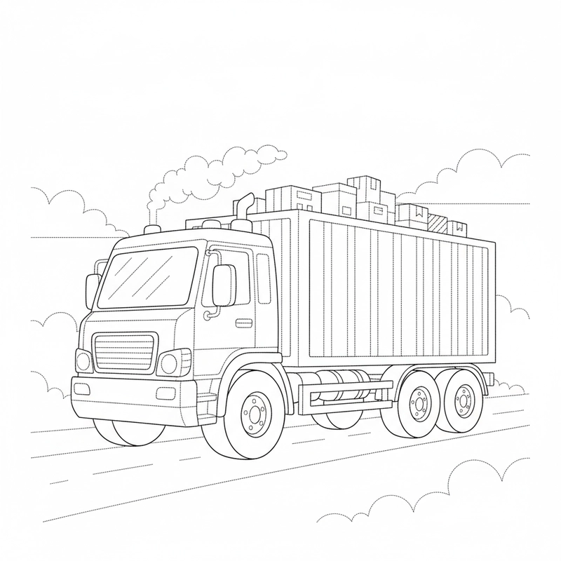 Tô màu ô tô tải giúp bé học màu