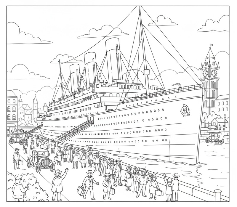 Tô màu tàu Titanic giúp bé sáng tạo