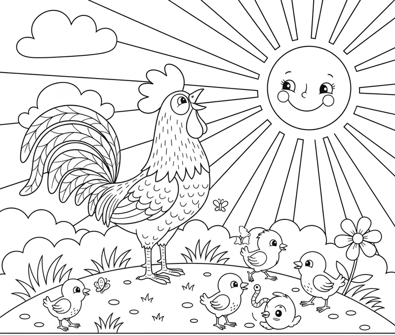 Tô màu tranh đàn gà