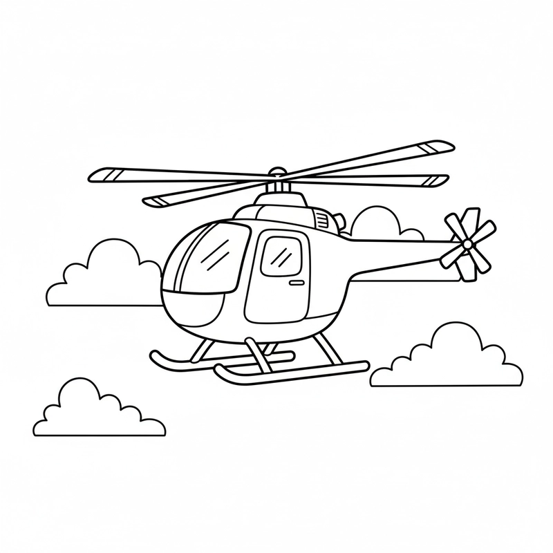 Tô màu trực thăng bay trên trời