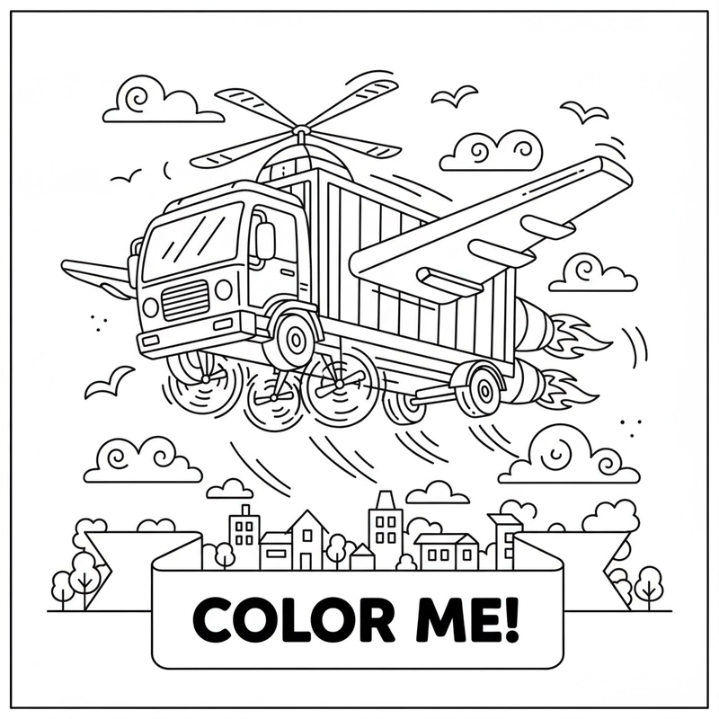 Tô màu xe Container cute