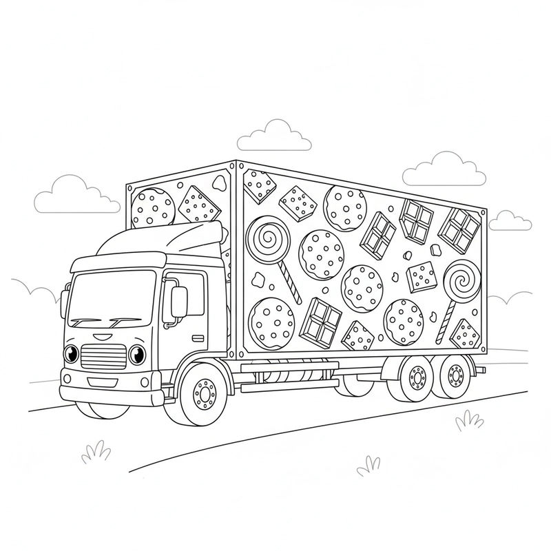 Tô màu xe Container đơn giản