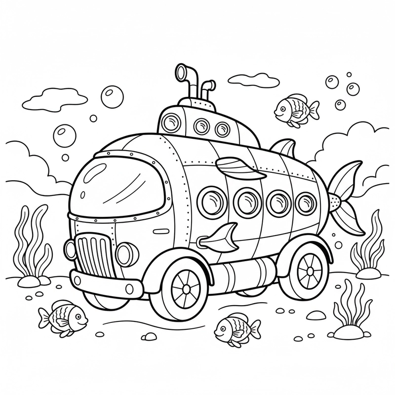 Tô màu xe Container hoạt hình