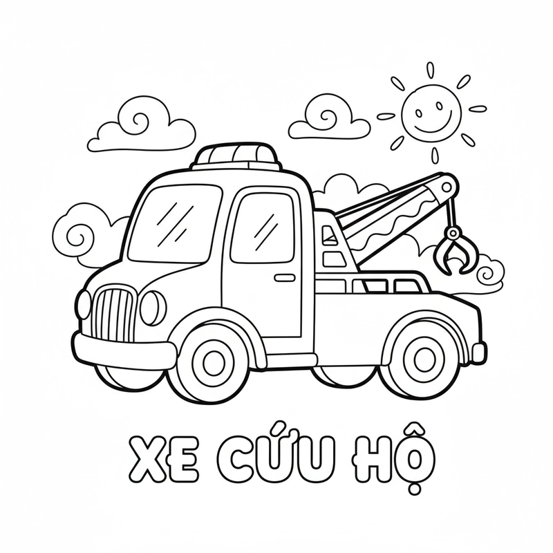 Tô màu xe cứu hộ dễ tô