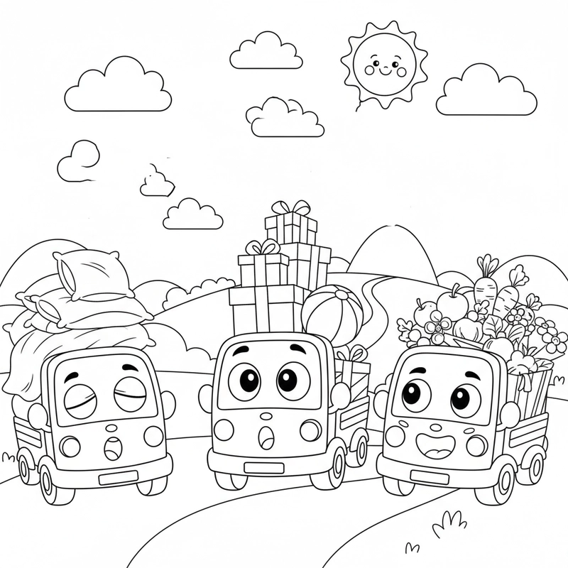 Tô màu xe ô tô tải dễ thương