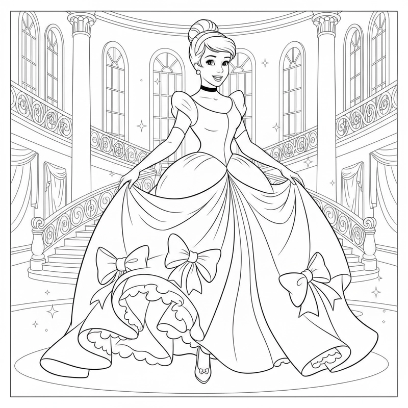 Tranh Công chúa Lọ Lem đơn giản