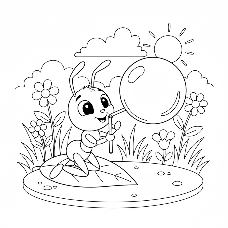 Tranh con kiến hoạt hình cho bé tô