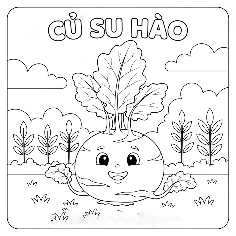 Tranh củ su hào cho bé tô màu