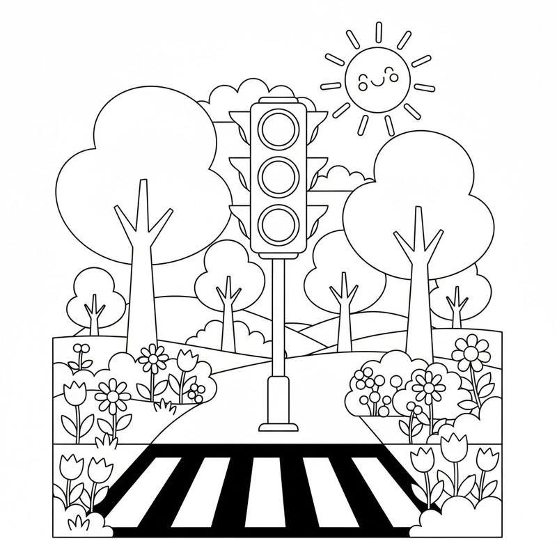 Tranh đèn giao thông tô màu