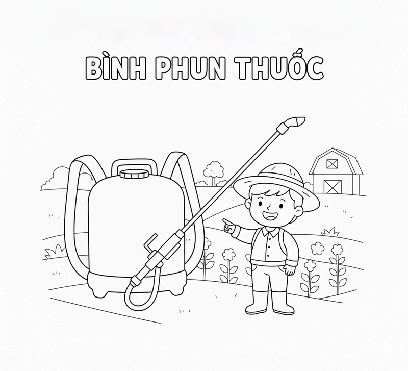 Tranh dụng cụ nông dân dễ tô màu