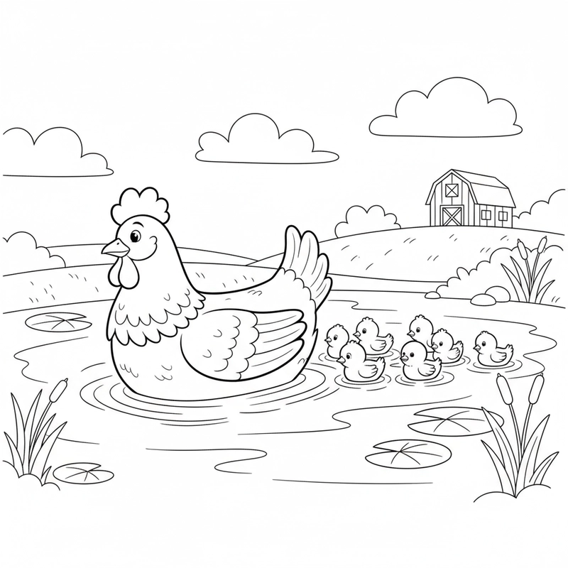 Tranh gà mẹ và gà con