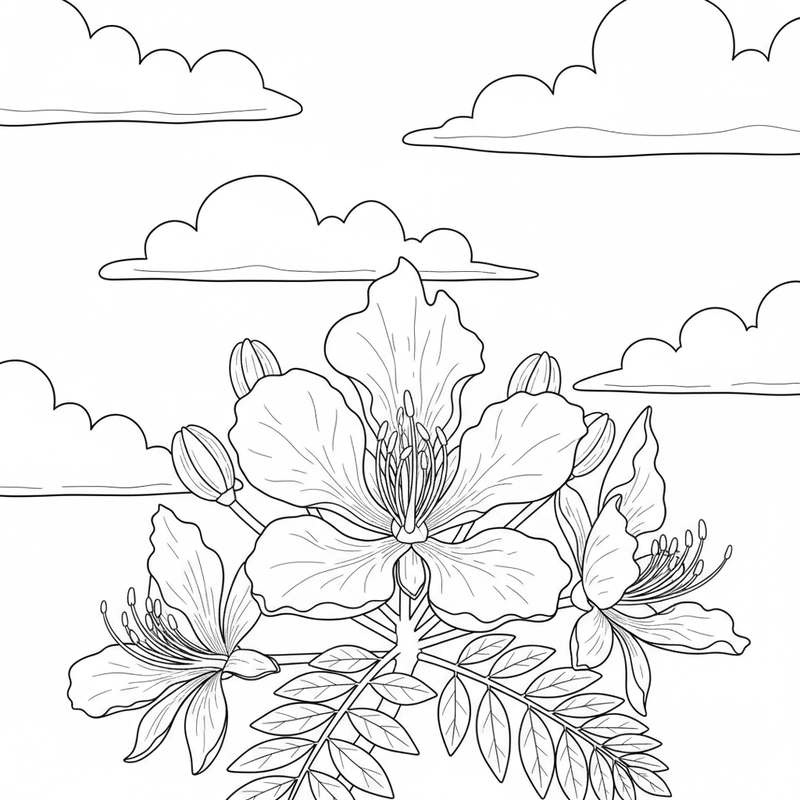 Tranh hoa phượng đẹp dễ in cho bé