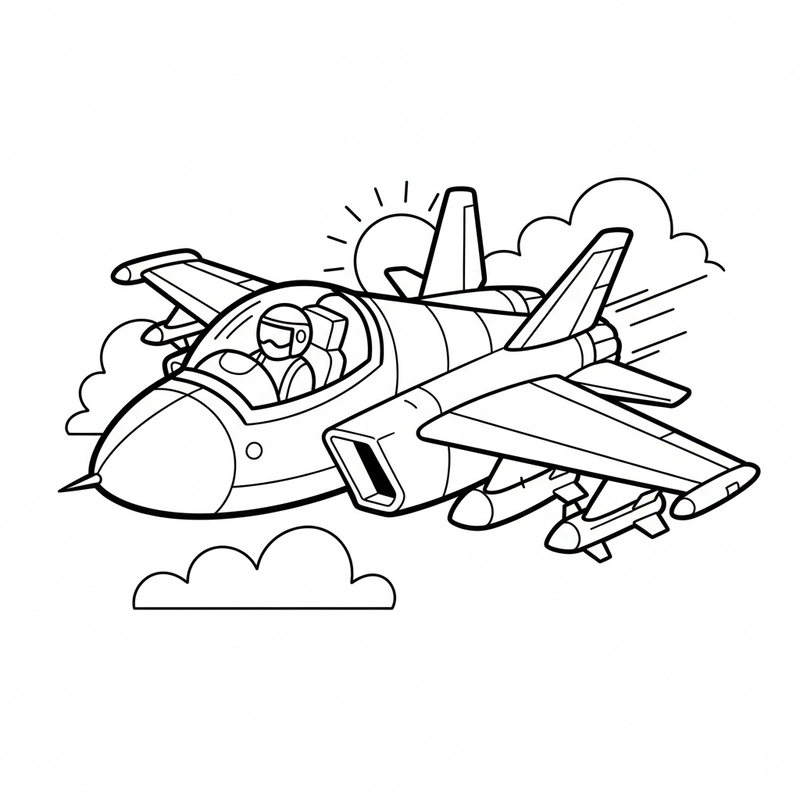 Tranh máy bay phản lực cho bé tập tô
