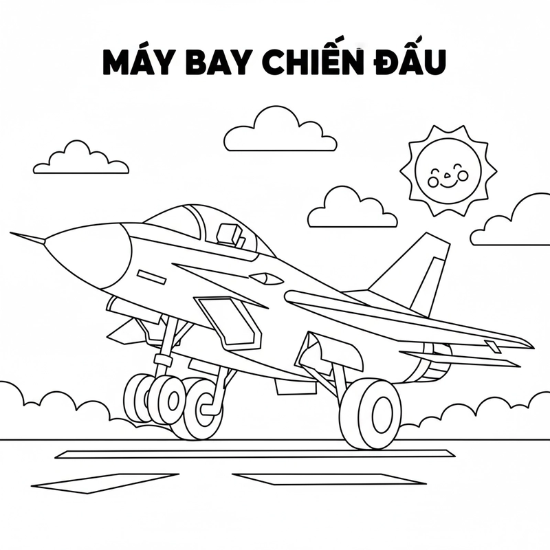 Tranh máy bay quân sự cho bé