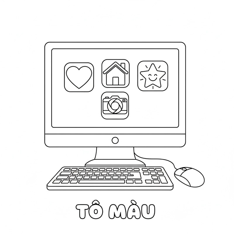 Tranh máy tính dễ thương cho bé