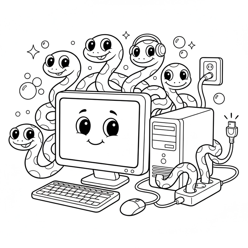 Tranh máy tính thân thiện cho bé