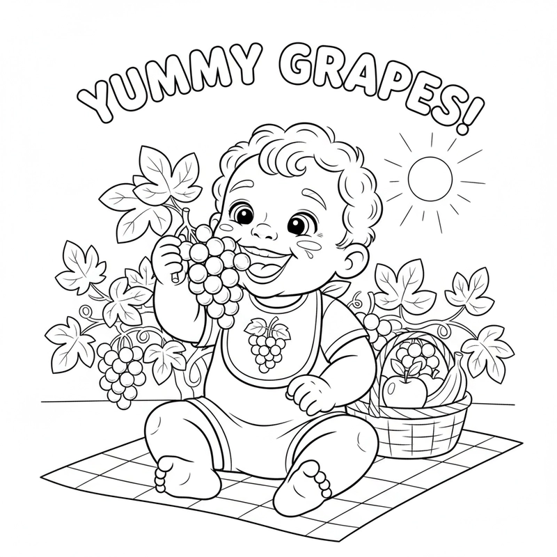 Tranh quả nho tô màu cute