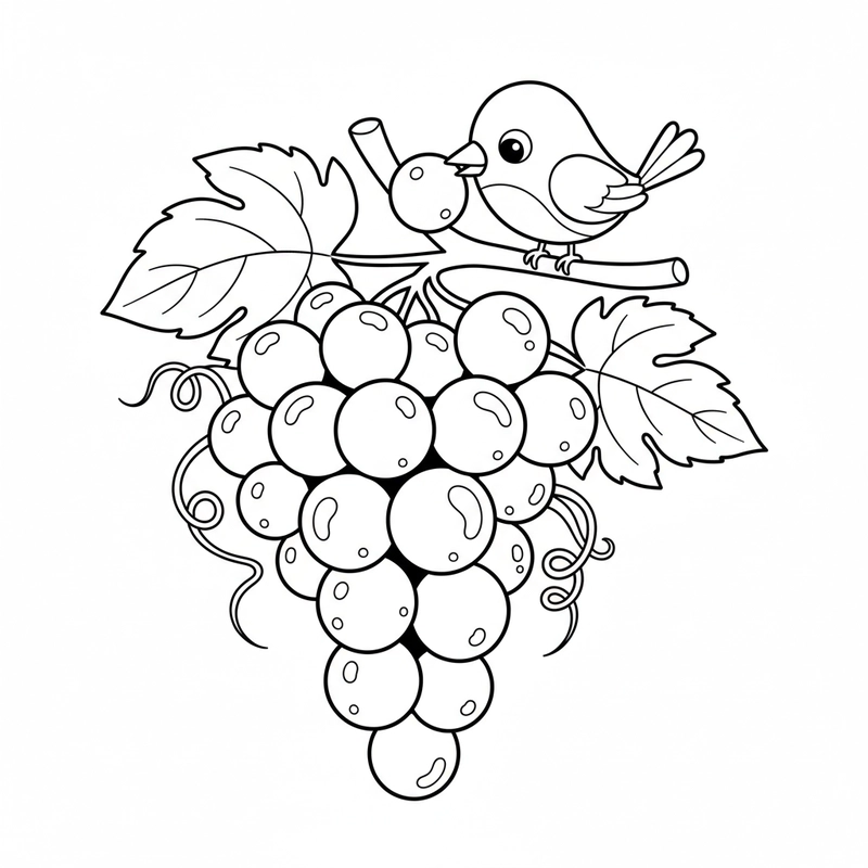 Tranh quả nho tô màu đơn giản