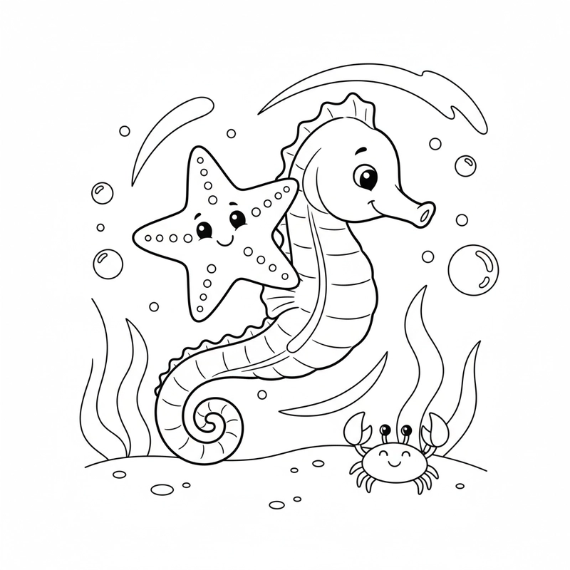 Tranh sao biển tô màu cute cho bé gái