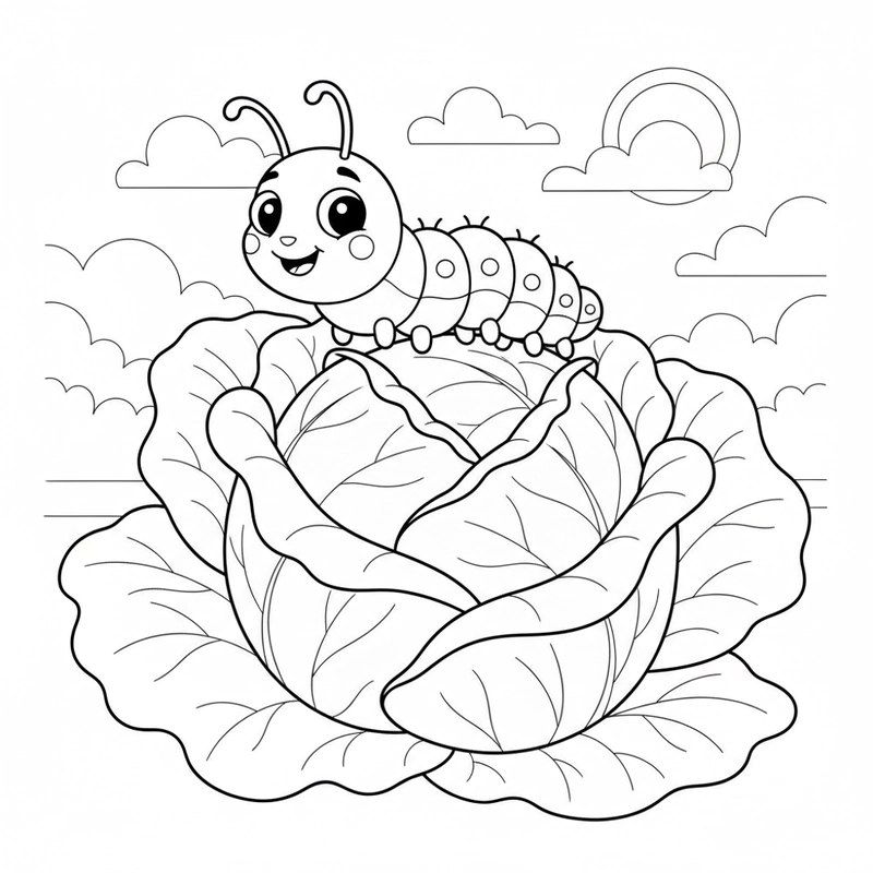 Tranh tô cây bắp cải trong vườn