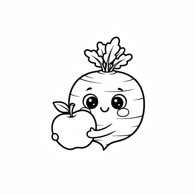 Tranh tô củ su hào dễ thương