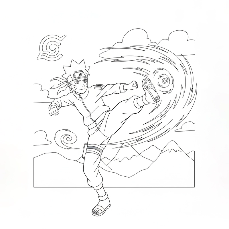 Tranh tô màu Boruto chiến đấu