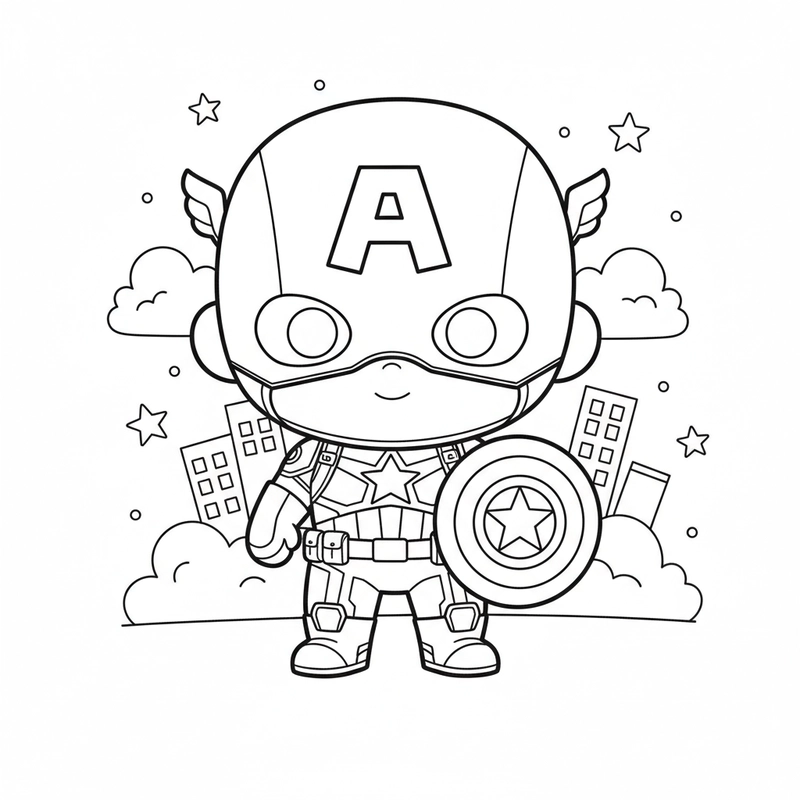 Tranh tô màu Captain America ngầu