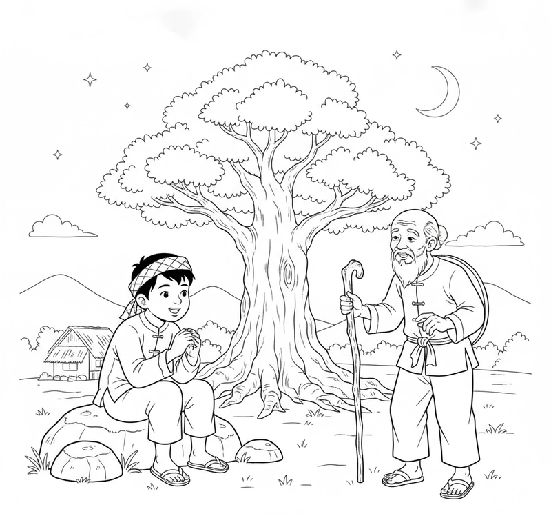 Tranh tô màu Chú Cuội Trung Thu