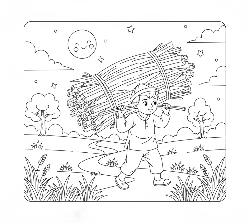 Tranh tô màu Chú Cuội vui nhộn