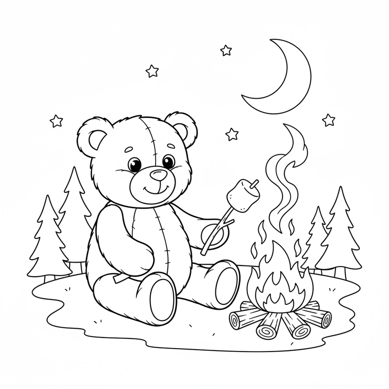 Tranh tô màu Con Gấu Bông cho bé sáng tạo