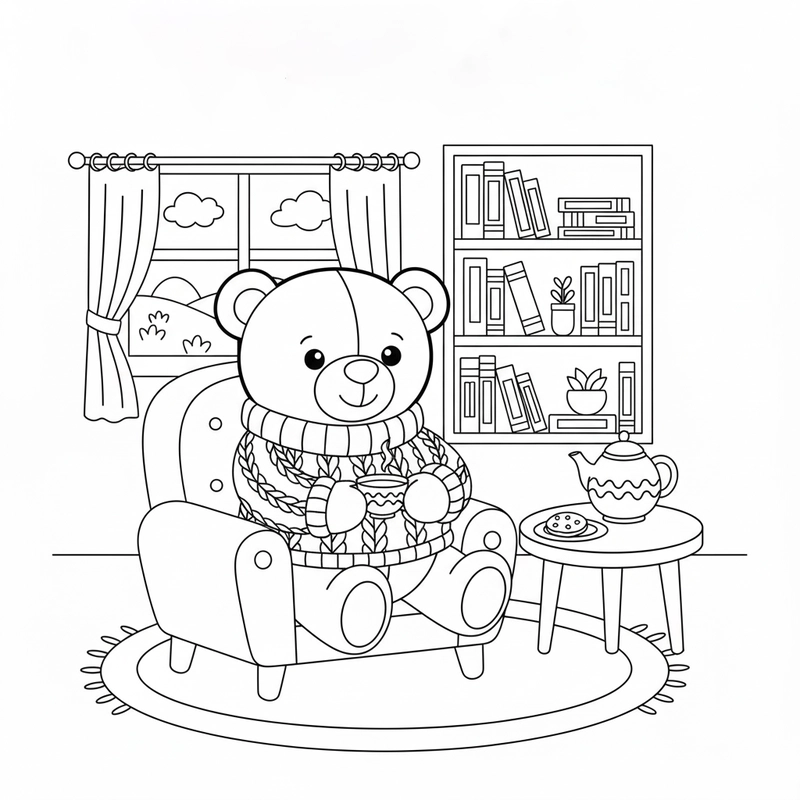 Tranh tô màu Con Gấu Bông dễ thương cho trẻ