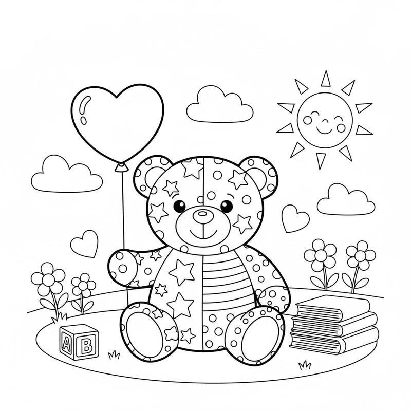 Tranh tô màu Con Gấu Bông dễ thương