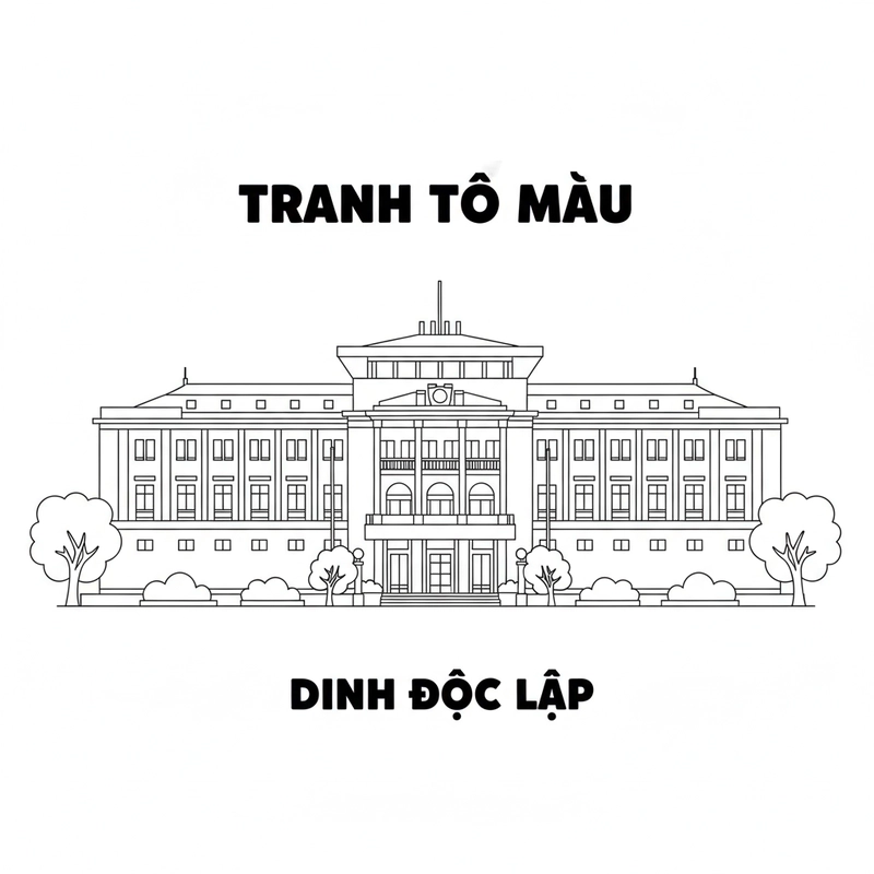 Tranh tô màu Dinh Độc Lập dễ tập tô