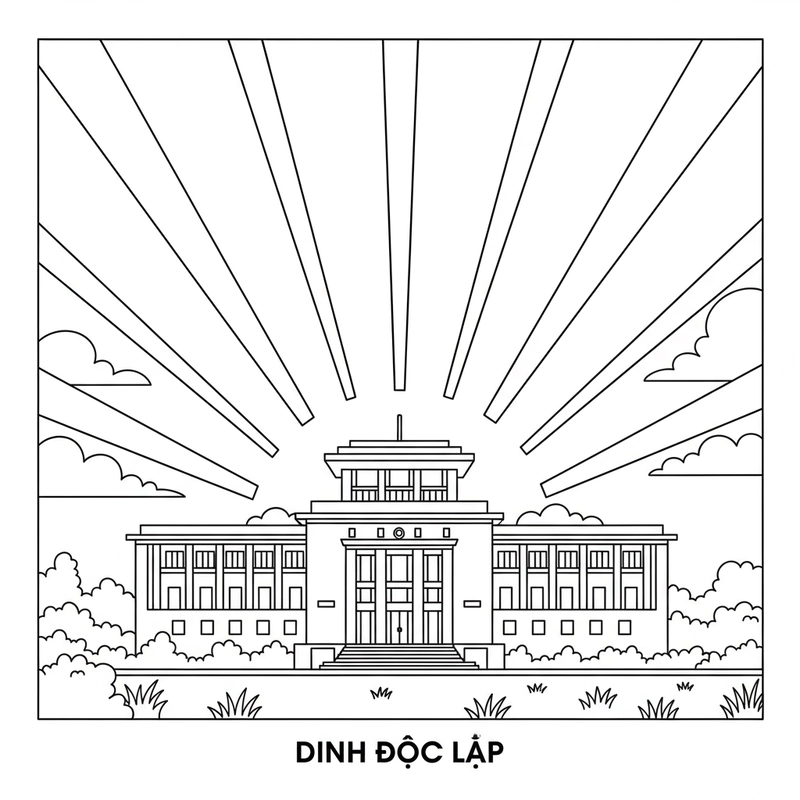 Tranh tô màu Dinh Độc Lập thú vị