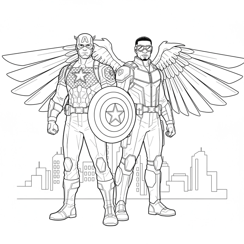 Tranh tô màu Đội Trưởng Mỹ chuẩn Marvel