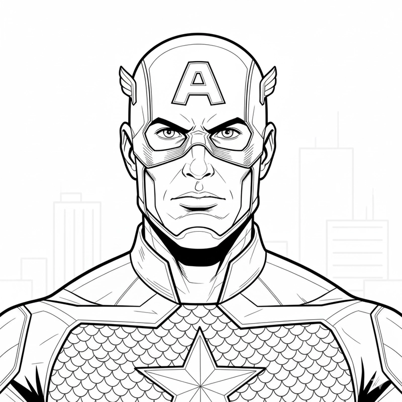 Tranh tô màu Đội Trưởng Mỹ dễ thương