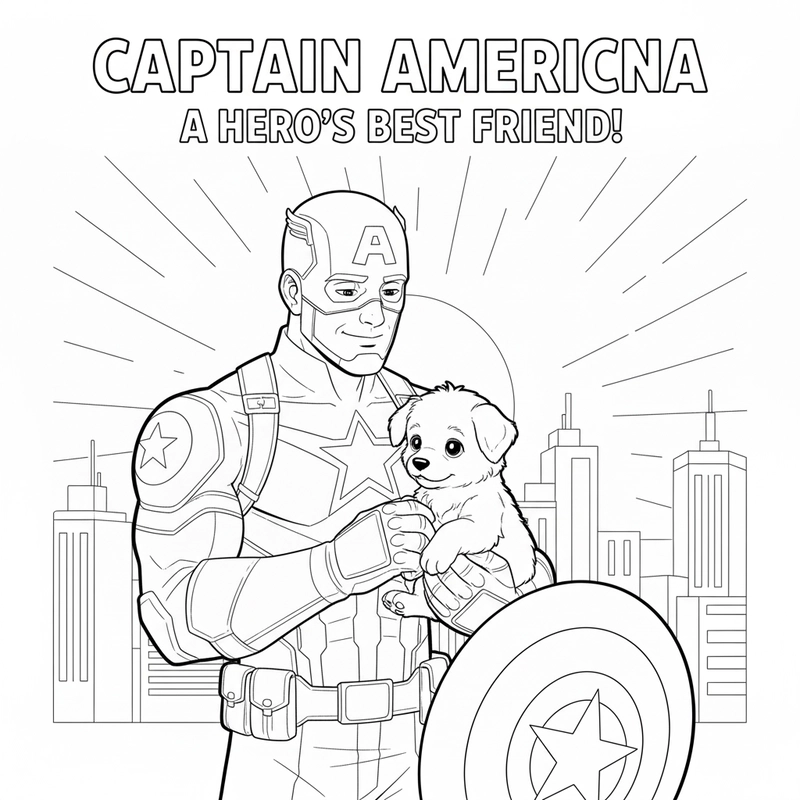 Tranh tô màu Đội Trưởng Mỹ mạnh mẽ