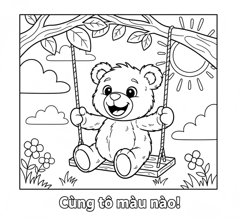 Tranh tô màu Gấu Bông cute đáng yêu