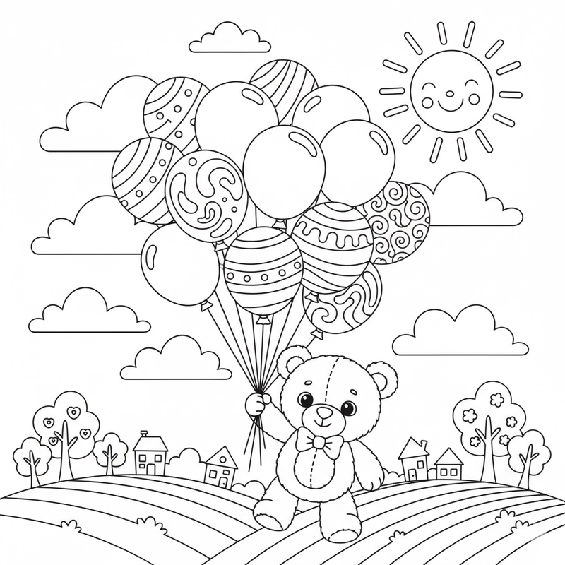 Tranh tô màu Gấu Bông dễ in và đẹp mắt