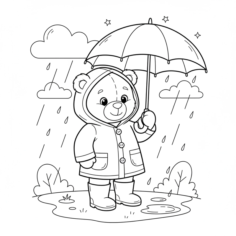 Tranh tô màu Gấu Bông ngọt ngào, bé thích mê