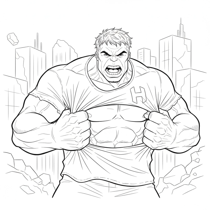 Tranh tô màu Hulk cute